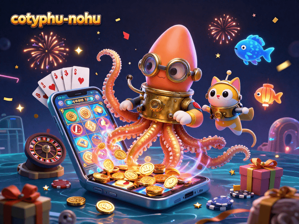 Engage in cotyphu-nohu as a colossal kraken and diving cat unleash immersive gaming excitement!