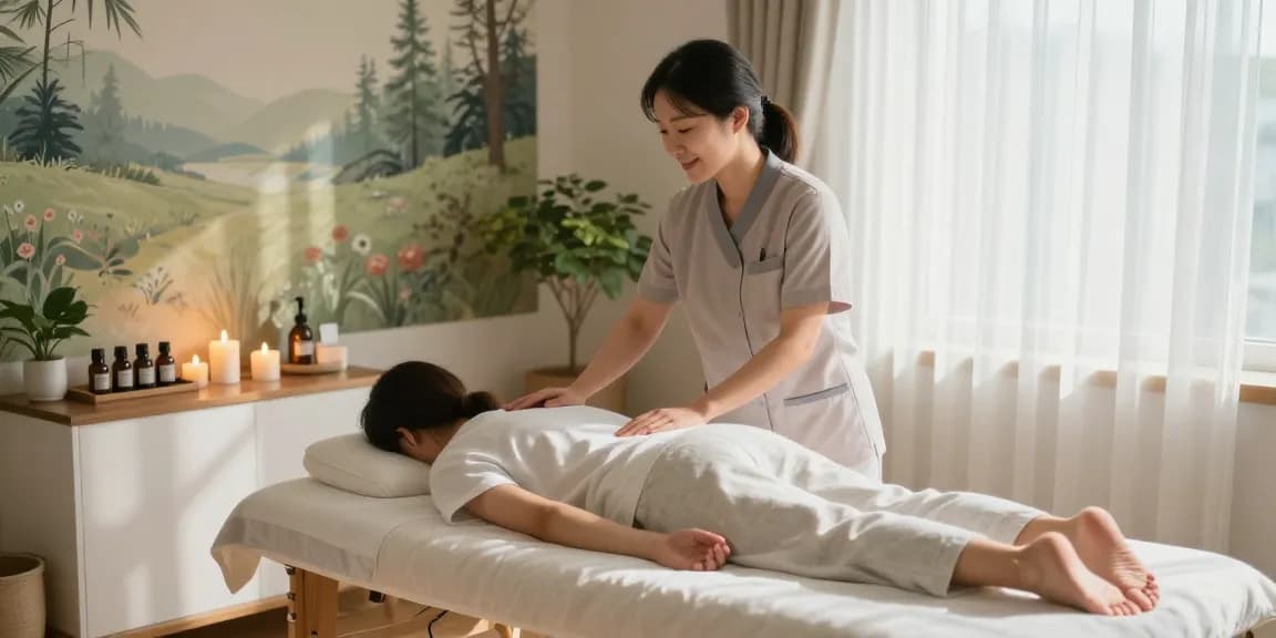 Professional 논현동출장안마 therapist providing a relaxing massage in a serene setting with essential oils.