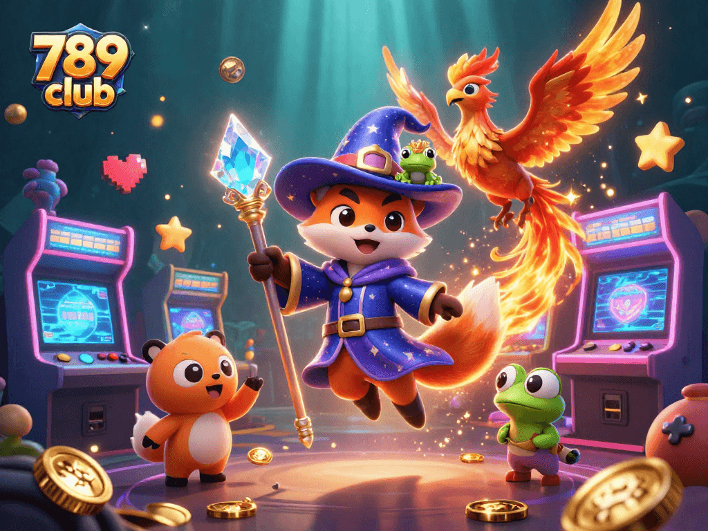 Engaging scene of 789 club featuring magical characters and vibrant casino elements.