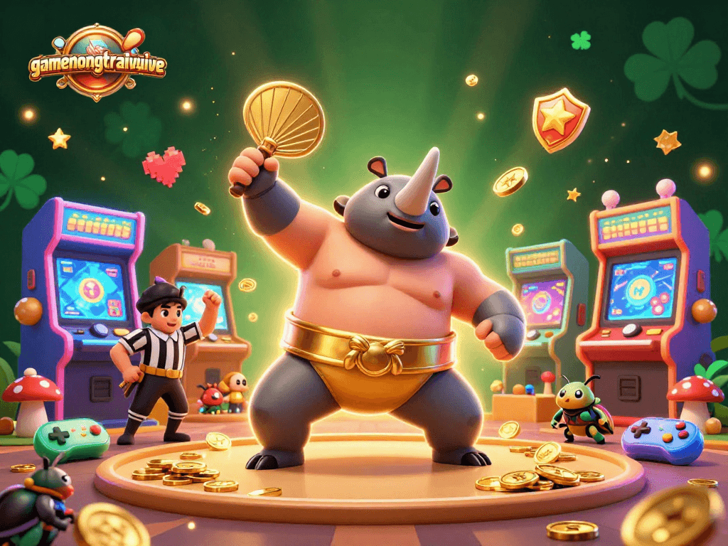 Experience gamenongtraivuive with vibrant 3D casino characters surrounded by dynamic game action.