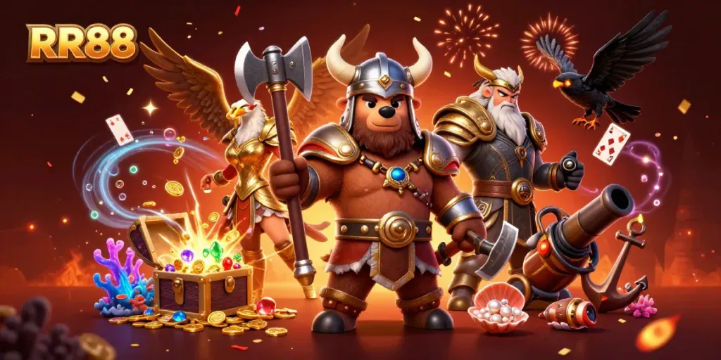 RR88 brings epic casino fun with Viking characters and dazzling treasures.