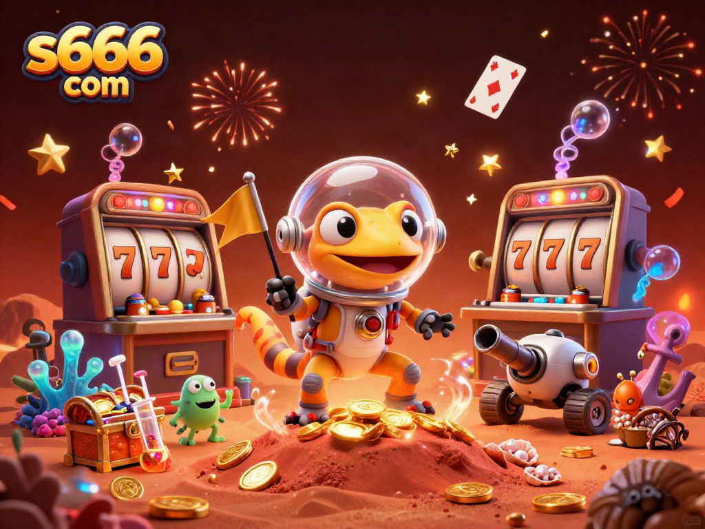 Experience thrill at s666 com with a Martian gecko discovering a golden casino!