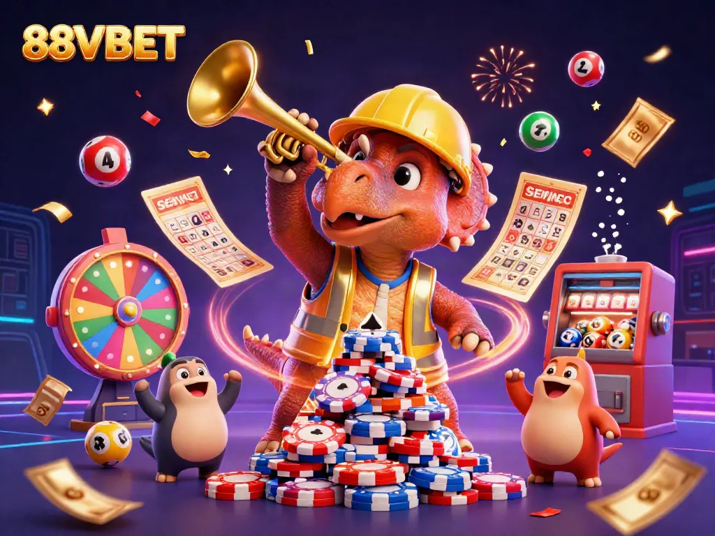 Experience the thrill of 88VBET with top gambling characters celebrating a jackpot.