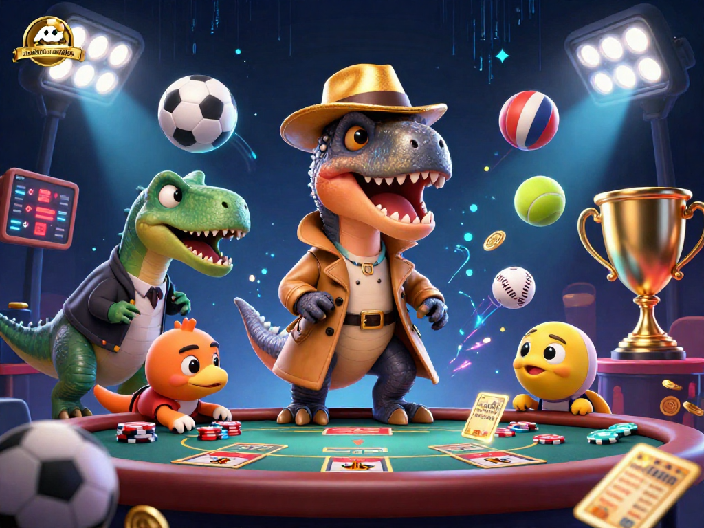 Engaging gameplay scene depicting a velociraptor and friends at a casino, showcasing monstertowerreview and dynamic elements.