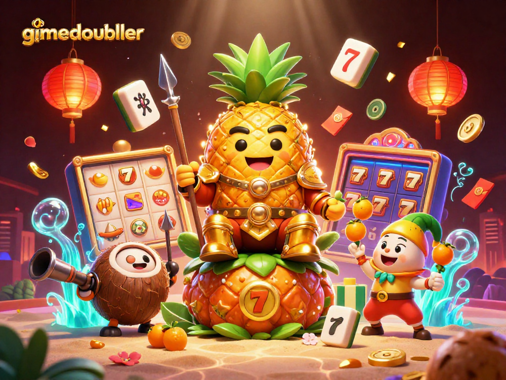 Play exciting games with gamedoubler in a dynamic scene featuring vibrant characters and casino elements.