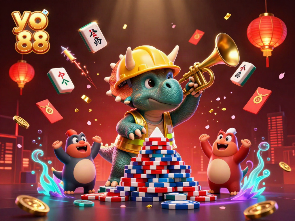 Experience thrilling poker action at yo 88 with vibrant characters and celebratory elements in a dynamic game scene.