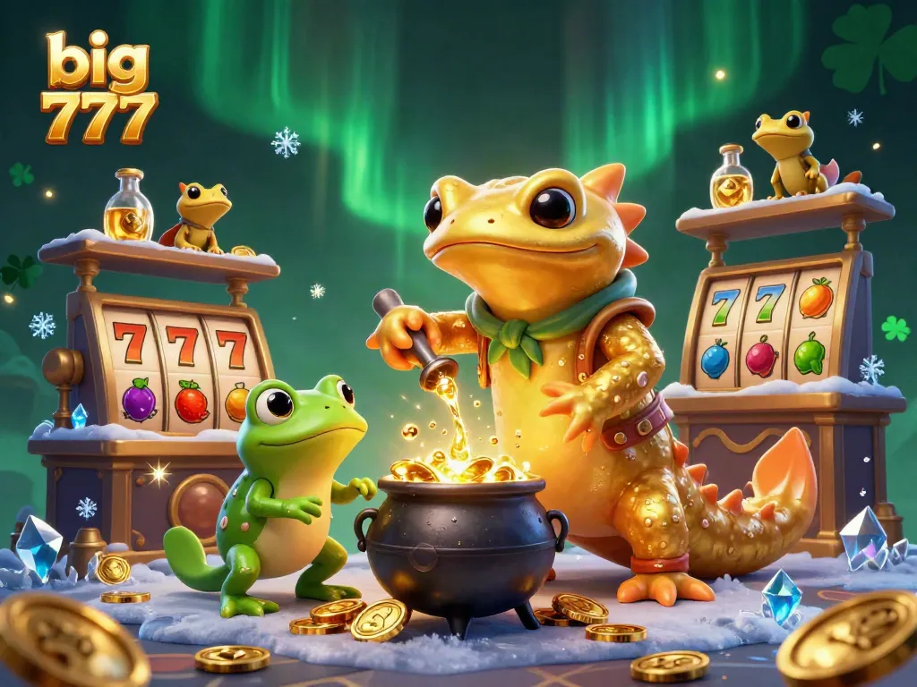 Experience big 777 excitement with a golden salamander alchemist and rich slot elements in a vibrant fantasy