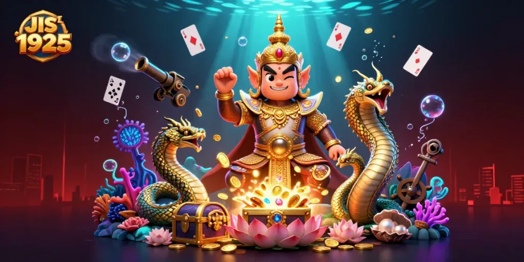 Experience the excitement of JIS L 1925 in a vibrant underwater casino scene filled with treasure, characters, and games.