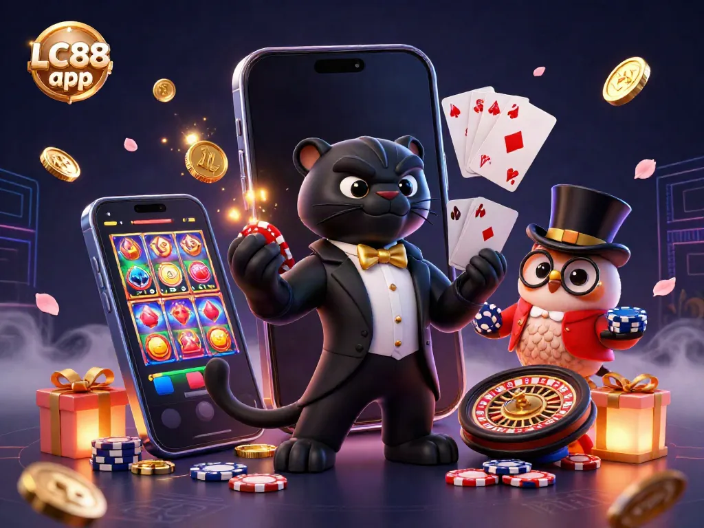 Play casino games with the engaging LC88 app featuring vibrant characters and dynamic visuals.
