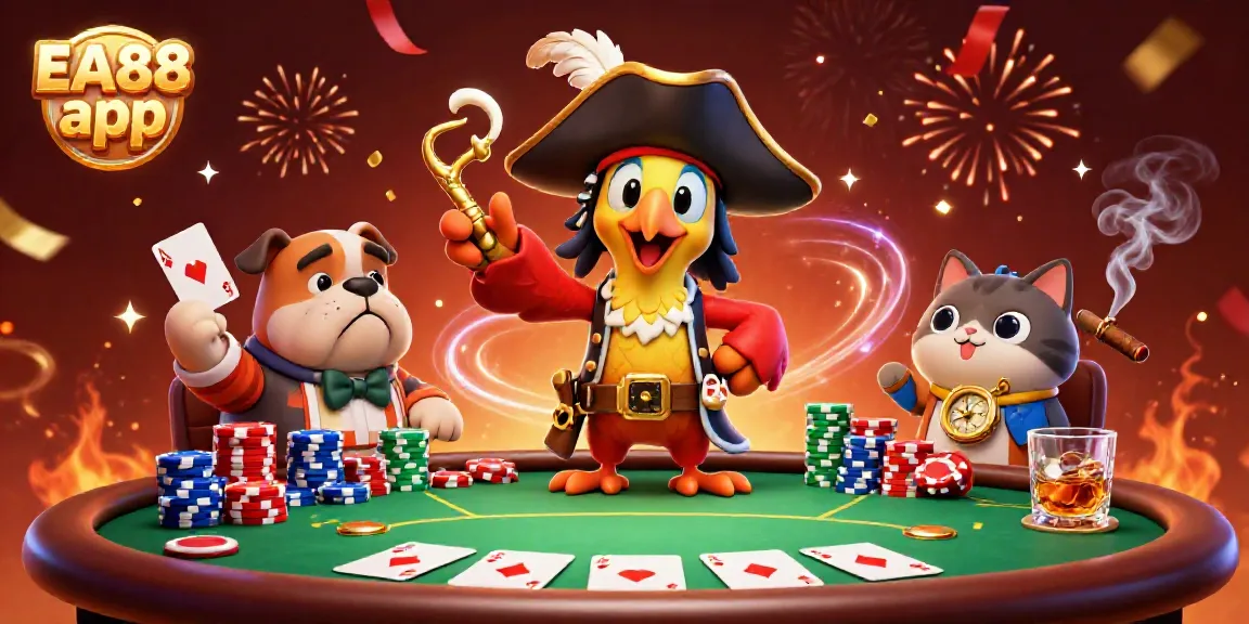 Engage in thrilling gameplay with the EA88 app, featuring vibrant casino characters and elements.