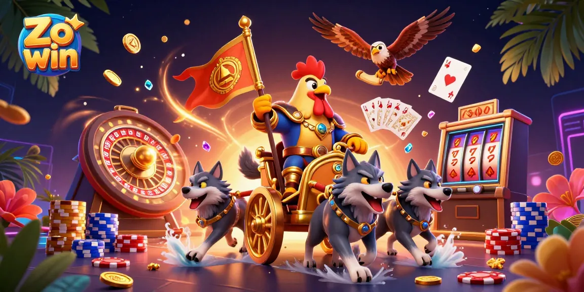 Experience thrilling gaming action at Zo win with a colorful 3D casino scene full of excitement.