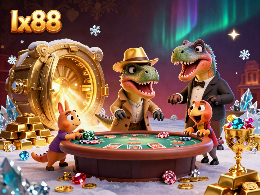 lx88 wins big at the blackjack table while a velociraptor is caught cheating and a compy steals chips.