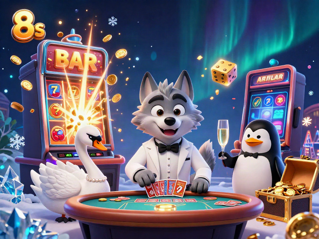 Experience the exhilarating world of 8s at a vibrant baccarat table with dynamic casino elements.