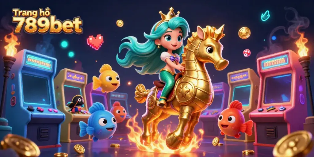 Experience the excitement at Trang chủ 789bet with vibrant 3D casino elements featuring a mermaid on her seahorse.