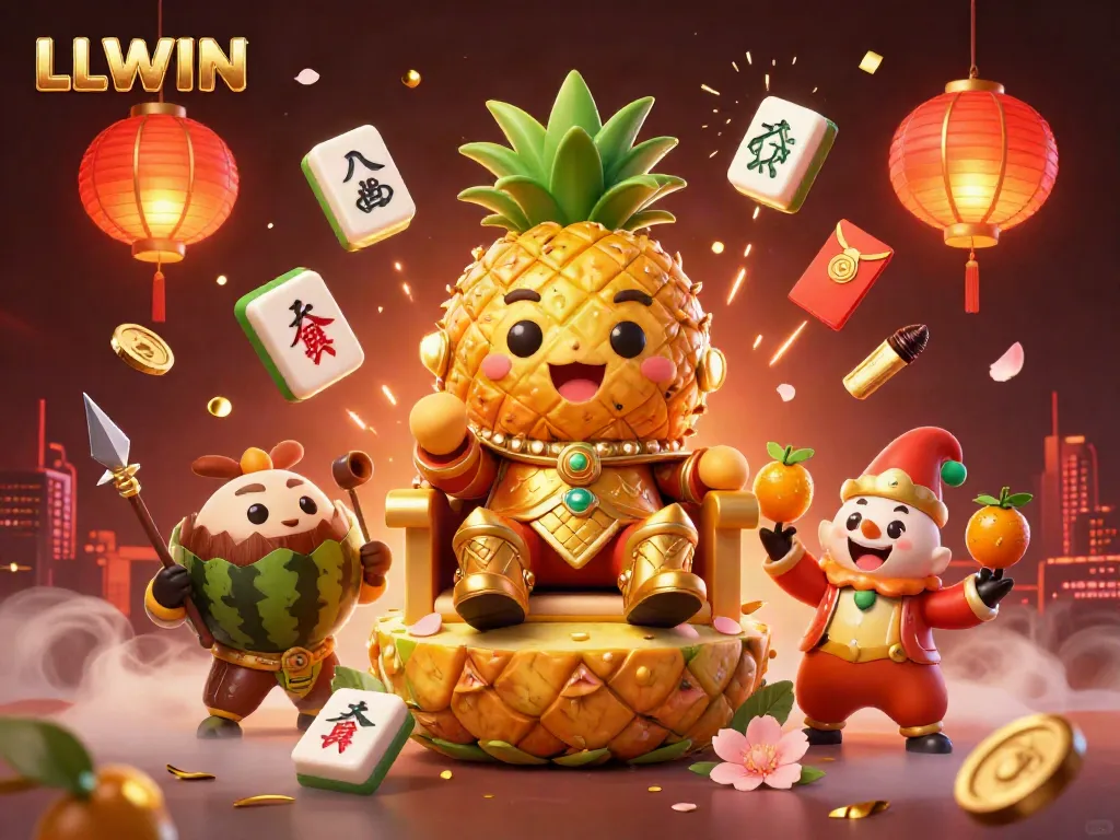 Experience LLWIN's vibrant casino scene with cartoon characters celebrating, showcasing luck and excitement.