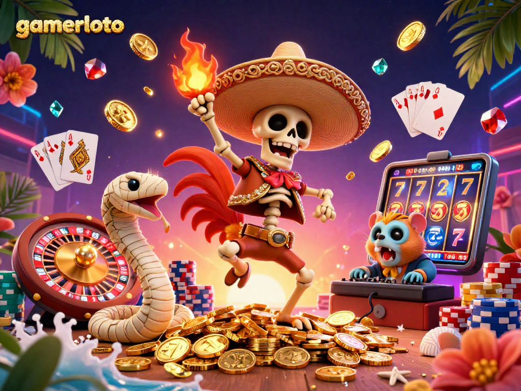 Experience gamerloto's exciting casino adventure with vibrant characters and dynamic gaming elements.