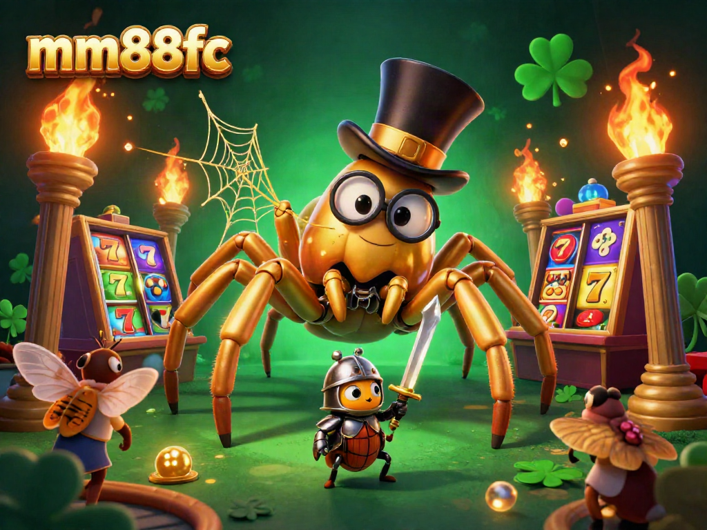 Engage with mm88fc's dynamic casino action featuring a brave beetle knight and a golden tarantula.