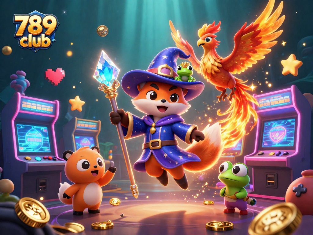 Engaging scene of 789 club featuring magical characters and vibrant casino elements.
