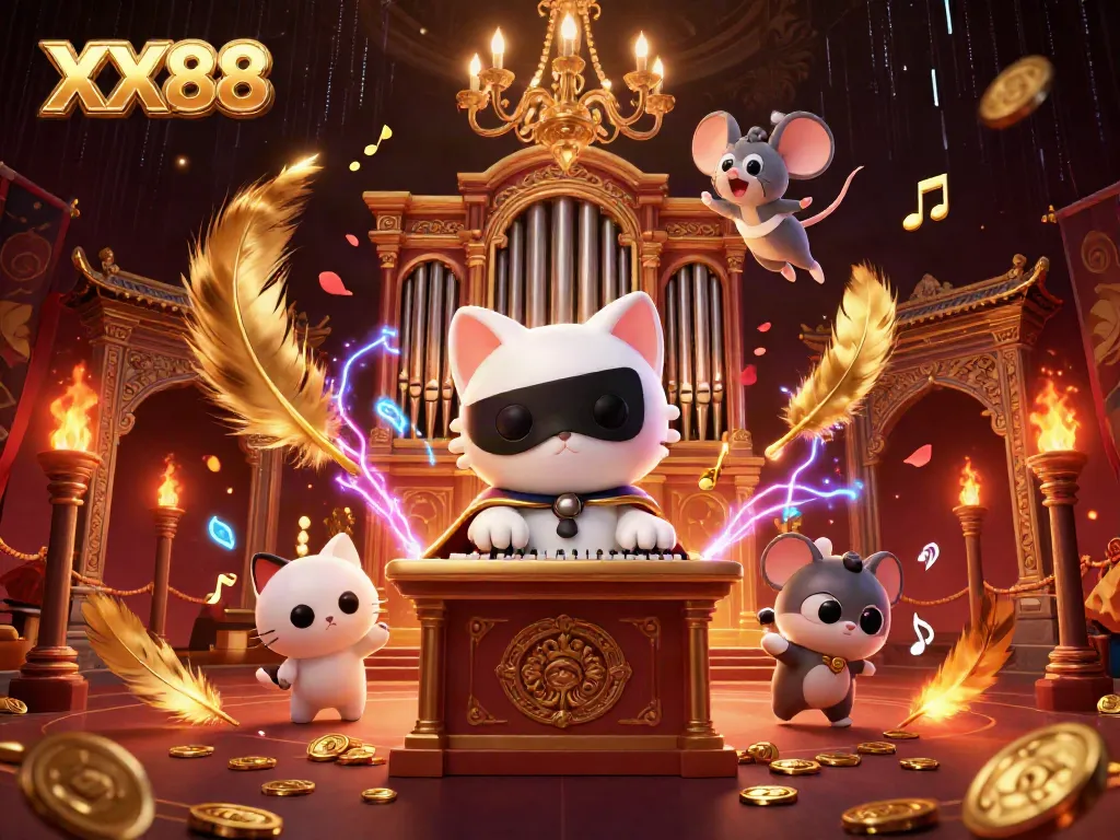 Engage with the thrilling atmosphere of XX88, featuring vibrant characters at an ornate casino organ.
