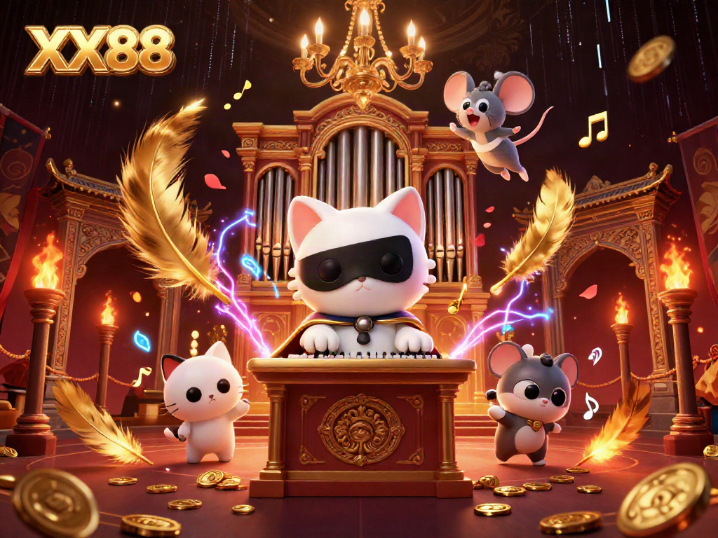 Engage with the thrilling atmosphere of XX88, featuring vibrant characters at an ornate casino organ.