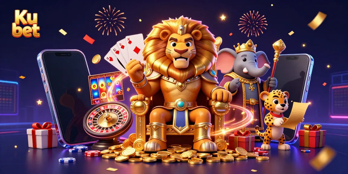 Engage with Ku bet's thrilling gaming experience featuring a lion king and dynamic casino elements