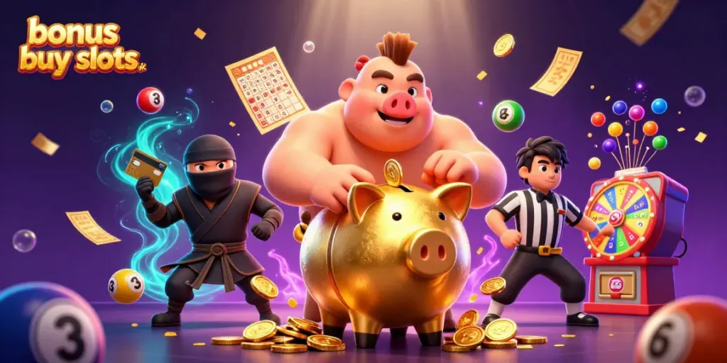 Experience thrilling bonus buy slots uk with vibrant characters in an energetic casino scene.