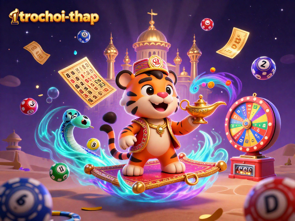 Join the tiger sultan in trochoi-thap as he navigates thrilling lottery games on his magical carpet.