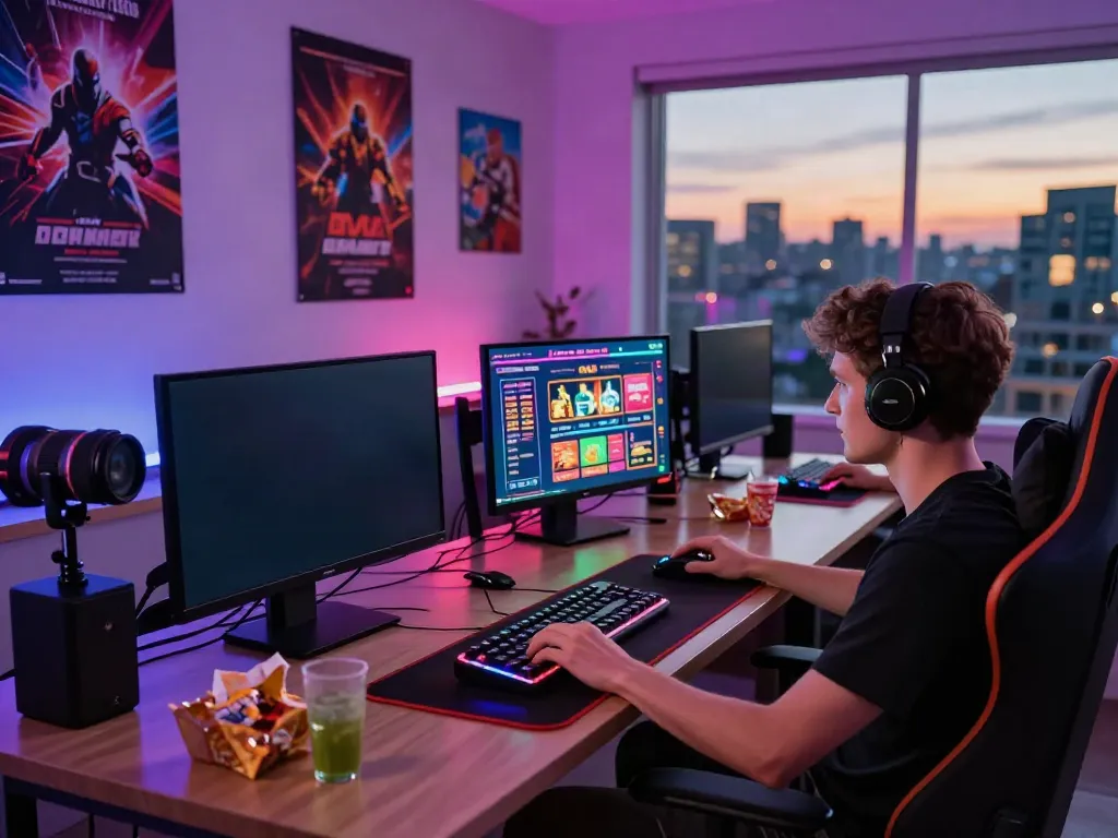 Player enjoying a thrilling casino not on GamStop UK experience in a vibrant gaming setup