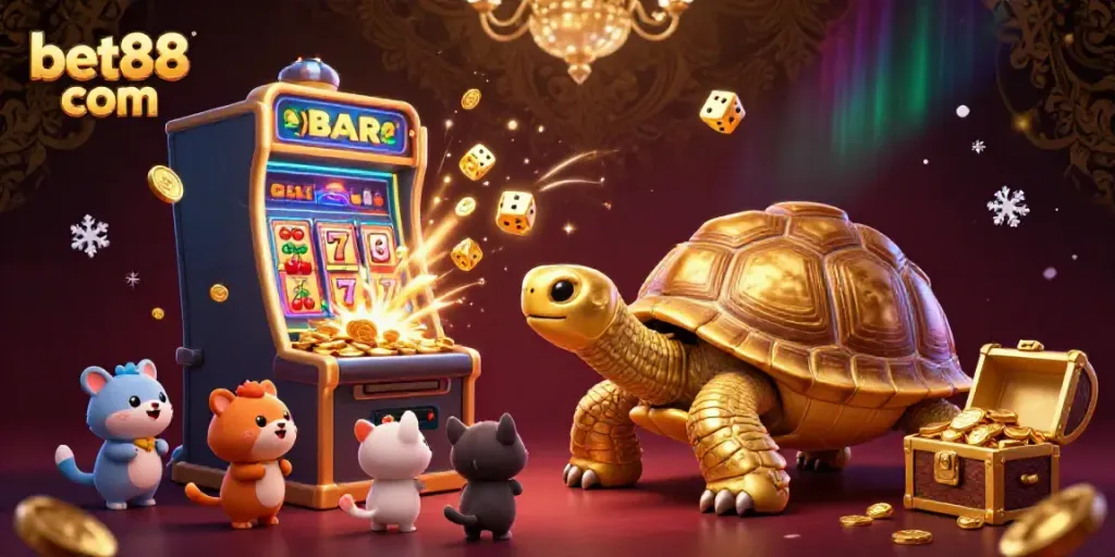 Experience thrilling gaming at bet88 com with this vibrant 3D illustration showcasing a jackpot explosion.