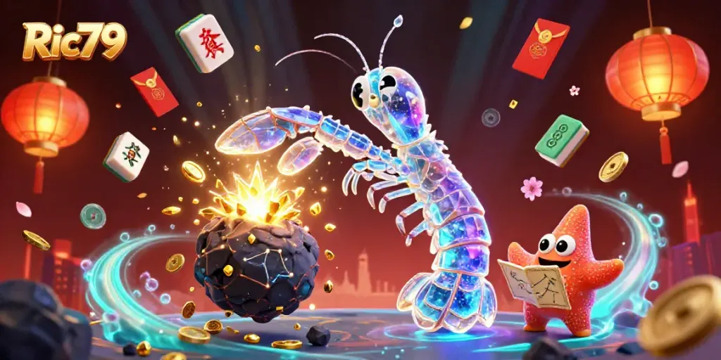 Experience exciting gameplay with Ric79 featuring a galactic samurai and vibrant casino elements.