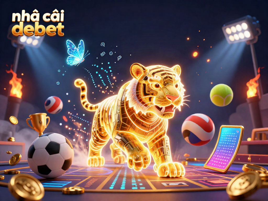 Experience exhilarating gameplay at nhà cái debet, with dynamic sports elements illuminating a vibrant digital casino environment.