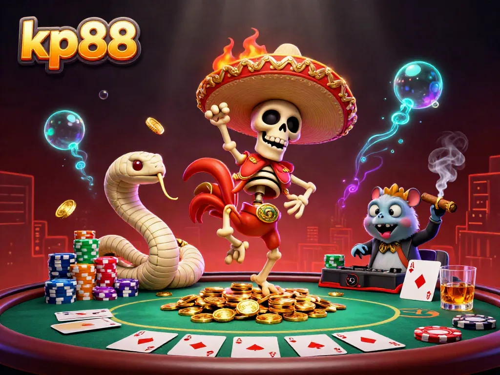 Witness kp88's exhilarating online gaming atmosphere, featuring a lively dance on golden coins.
