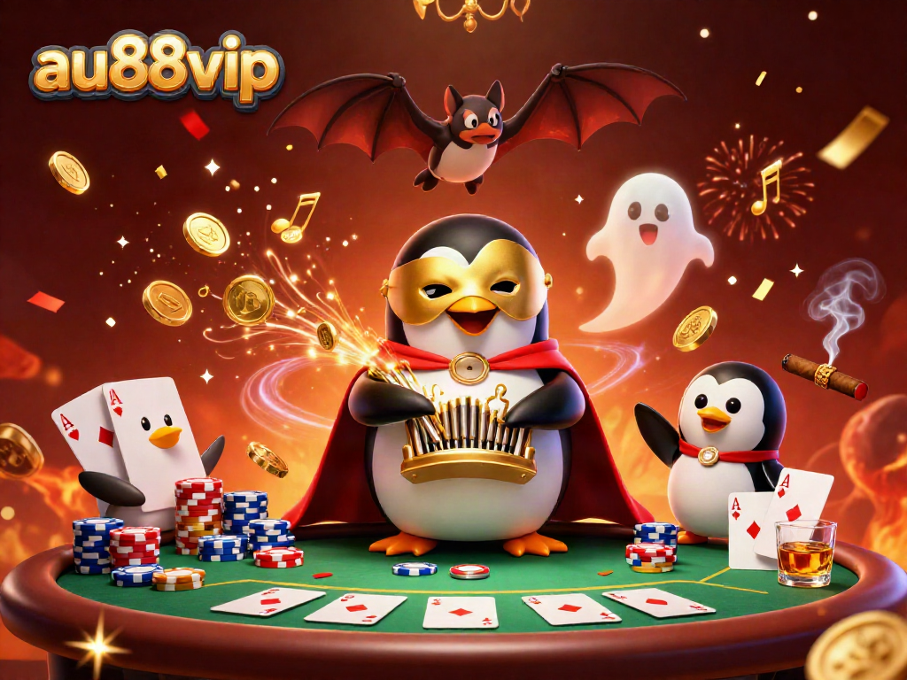 Experience thrilling gameplay at au88vip with a vibrant casino-themed 3D illustration featuring iconic characters and elements.