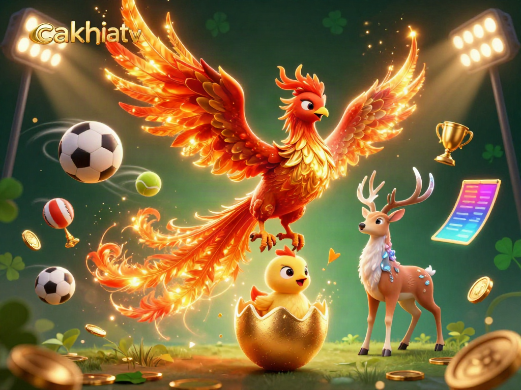 Watch the captivating scene with the cakhiatv phoenix and sports elements celebrating the game.