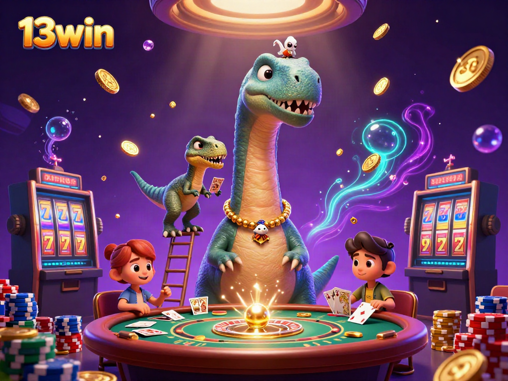 Engage with 13win's thrilling casino atmosphere featuring a unique dinosaur-themed card game.
