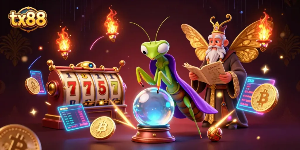 Engage with exhilarating betting strategies at tx88 featuring vibrant casino scenes and characters.