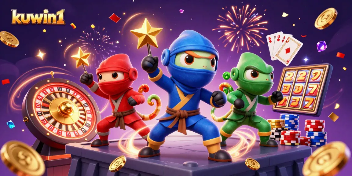 Kuwin1's vibrant casino action scene with chameleons and thrilling game elements