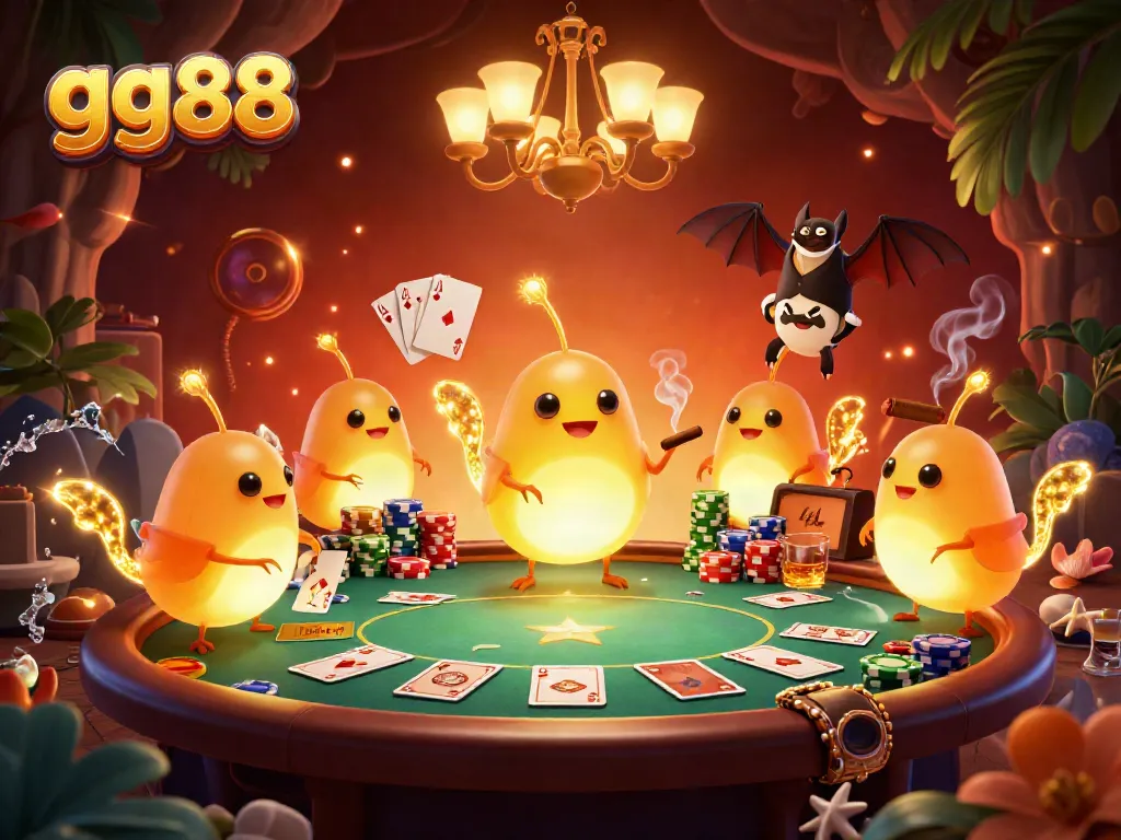 Experience thrilling poker action at gg88, where glowworms illuminate the casino atmosphere, creating a magical gaming experience.