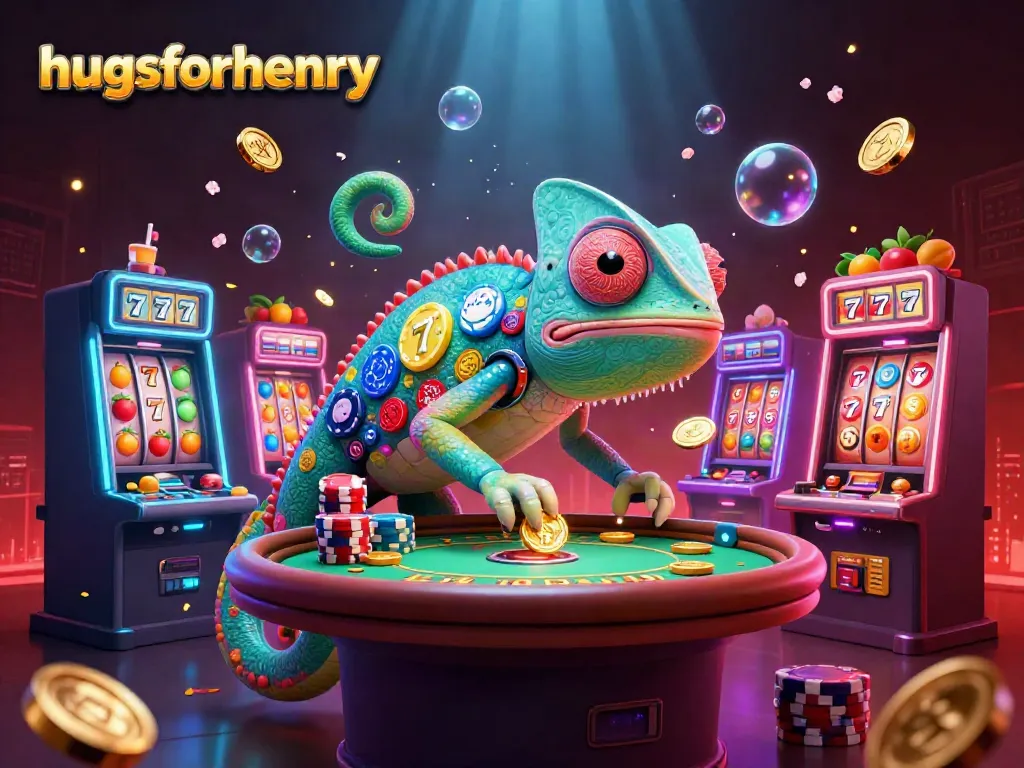 Engage in thrilling games at hugsforhenry casino with colorful slot machines and vibrant decor!