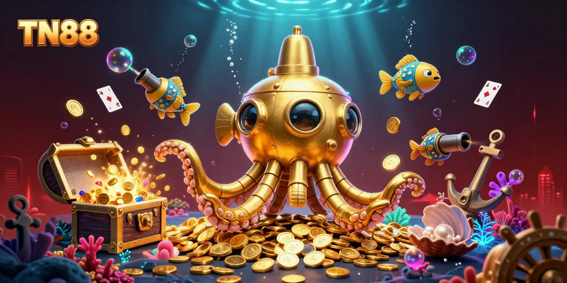 Engage in thrilling TN88 casino adventures with golden kraken submarine and treasures
