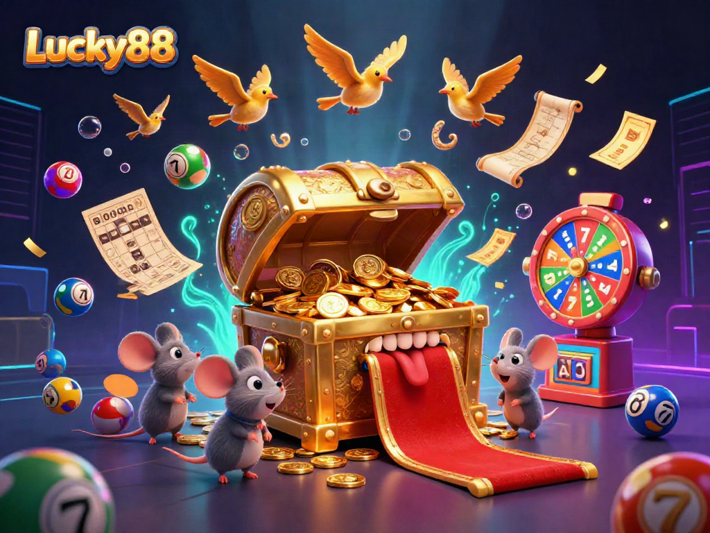 Experience treasures and winning chances at Lucky88 with vibrant slots and dynamic lottery elements.