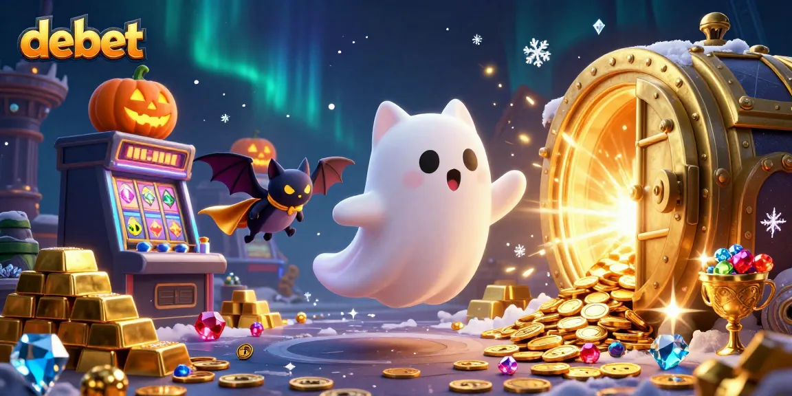 Win big with the debet ghost cat in a vibrant haunted casino scene!