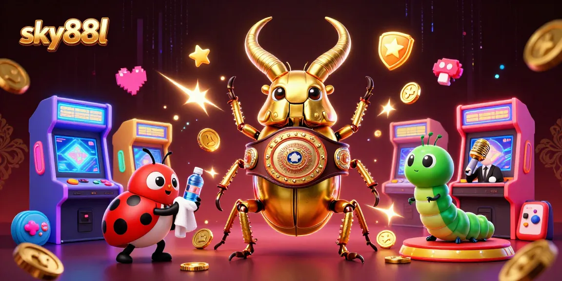 Engage in thrilling slots and jackpots at sky88l with a lavish 3D gaming scene featuring enchanted creatures.