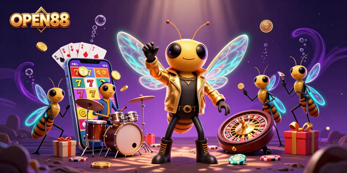 Experience thrilling gameplay with OPEN88 as vibrant characters rock the gambling scene.