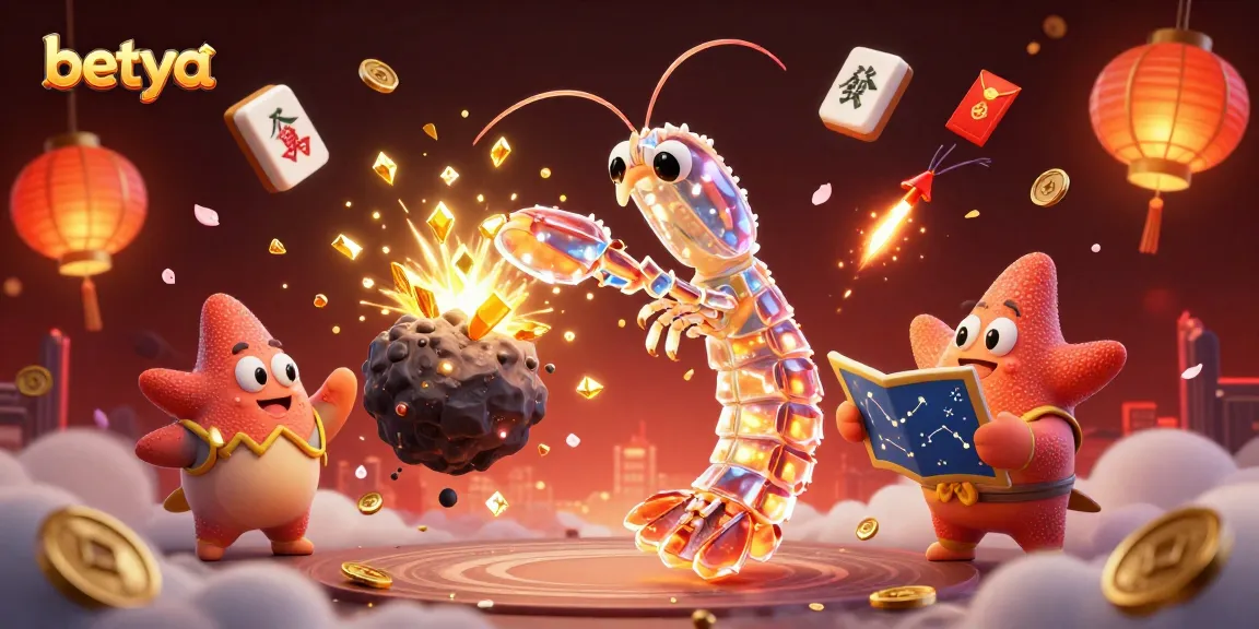 Engage in the vibrant world of betya, showcasing a 3D galactic samurai mantis shrimp amidst casino-themed elements.