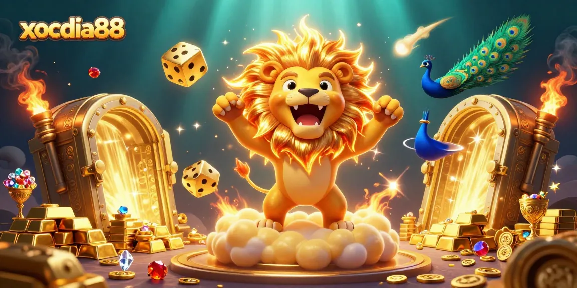 Experience thrilling gameplay at xocdia88 with vibrant characters surrounded by riches and casino elements.