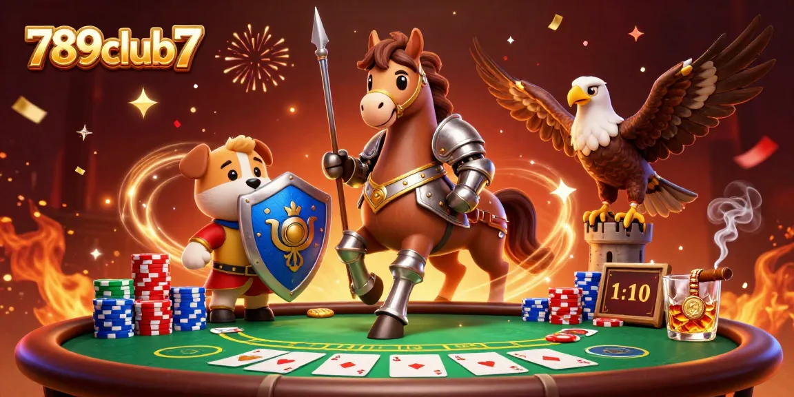 Engage with 789club7 through thrilling poker action featuring knights and game elements.