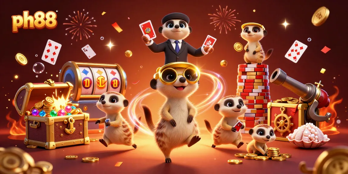 Experience the excitement of ph88 with meerkats managing a lively casino, showcasing dynamic gameplay elements.