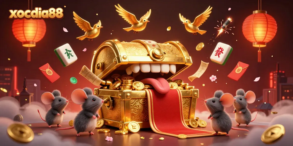 Experience the excitement of xocdia88 with a magical 3D casino treasure scene filled with riches.