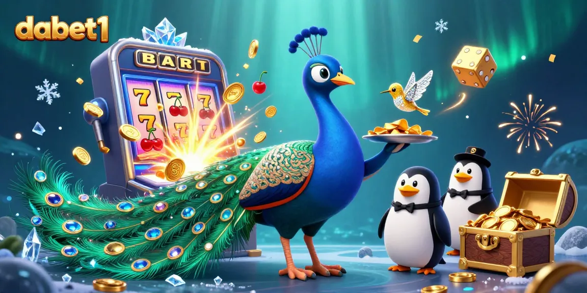 Enjoy the vibrant dabet1 casino scene, featuring a peacock and playful gaming elements.